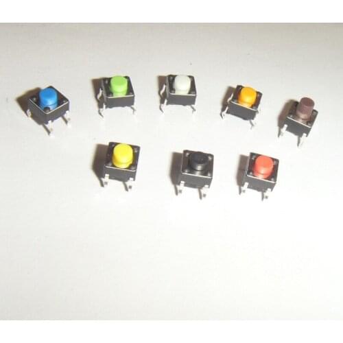 200pcs/lot 4 pins 6*6*4.3 mm Tactile Push Button Tact Switches 6x6x4.3mm Color Red//Yellow/Blue/Green/White etc