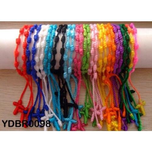 36pcs/lot Mix colors Knotted Rosary Cross Bracelet wholesale handmade - DECENARIO BRACELETS free shipping