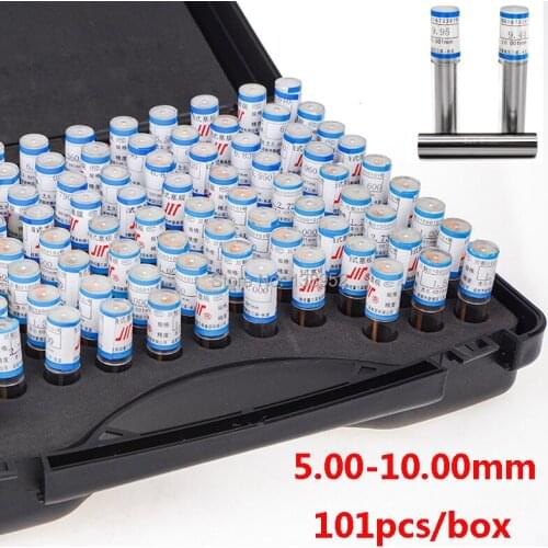 5.00-10.00 step 0.05mm Steel Pin Gauge Pin measure gauge Smooth Plug Gauge Pin Measuring Tool 101pcs/box