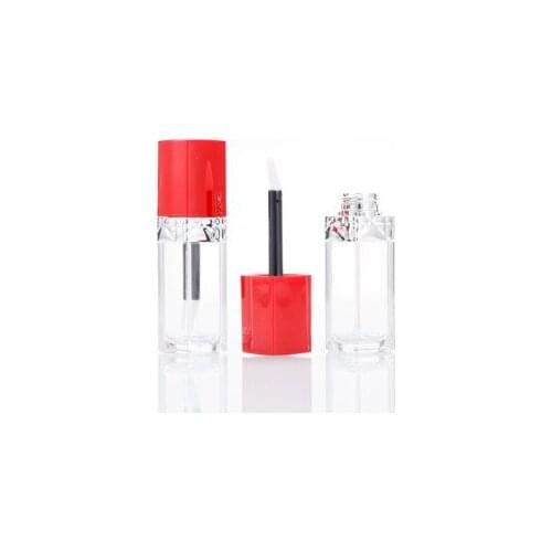 5ml Empty Lipgloss Bottle Red Silver DIY Lip Gloss Container Transprent Refillable Bottles Empty Lipgloss Bottle Square Tube