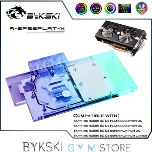 Bykski Full Cove GPU Water Block For VGA Sapphire RX580 Nitro+ Graphics Card Water Cooling,5V/12V M/B SYNC,A-SP58PLAT-X