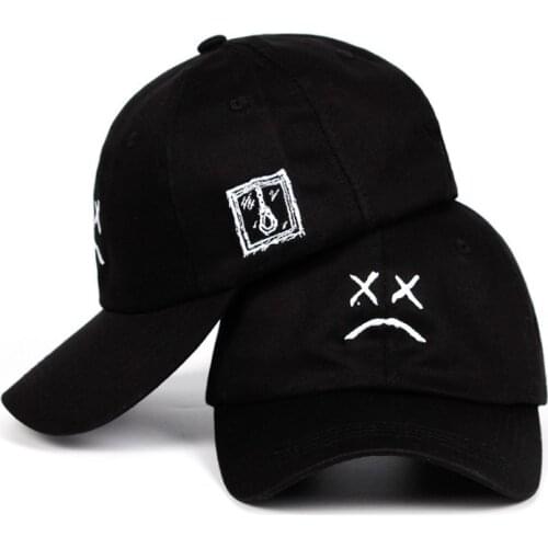 Black Dad Hat Embroidery 100% Cotton Baseball Cap Sad Face Hat Xxxtentacion Hip Hop Cap Golf Love Lil.peep Snapback Women Men