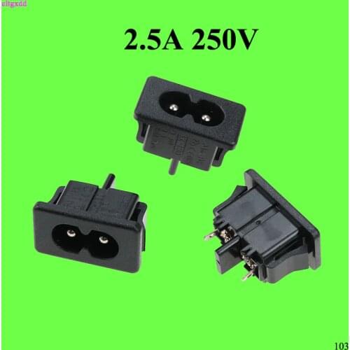 1Pcs BX 180 Black Male Plug IEC320 C8 Power Socket Connector AC 250V 2.5A 2Pin 8 Word Socket AC Power Outlet Connector BX180-C