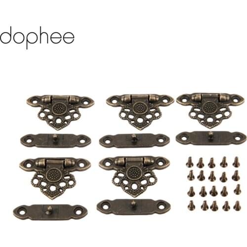 Dophee 5Pcs 37*25MM Antique Bronze Alloy Latch Hardware Decorative Jewelry Gift Wooden Box Suitcase Hasp Latch Hook With Screws