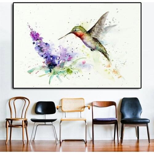 Hummingbird Butterfly Bush Watercolor Wall Art Canvas Posters Prints Painting Wall Pictures For Bedroom Home Decor Accessories