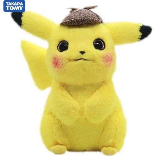 28cm Detective Pikachu Plush Toy Cute Plush Pokemon Stuffed Dolls Kawaii Toy Kids Pikachu Sleep Plush Doll Toy for Children Gift