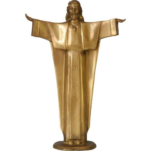 Jesus Christ Open Arms Bronze Statue Sculpture Gold Collectible Figurine Art