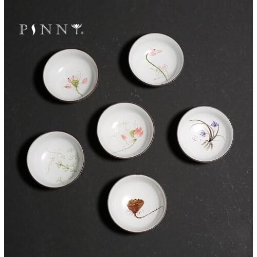 PINNY Pottery 45ML Hand Painted Teacup Creative Chinese Kung Fu Tea Cup Ceramic Pu'er Tea Bowl Hand Made Drinkware