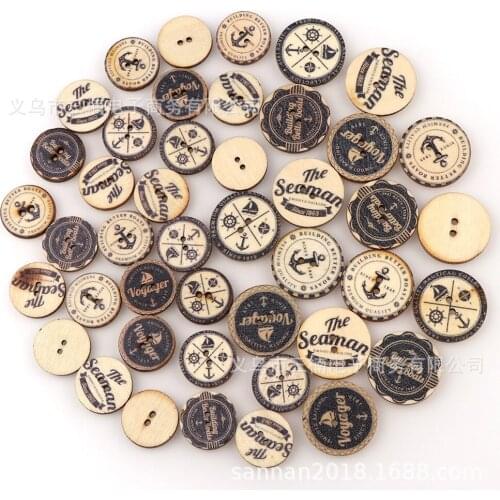 25pcs Classic Retro Discs British Antique Series Wooden Buttons DIY Manual DIY Apparel Sewing & Fabric Button