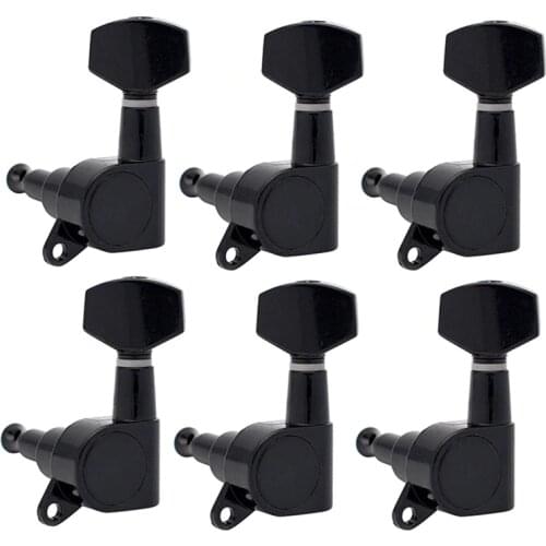 Guitar Sealed Small Peg Tuning Pegs Tuners Machine Heads For Acoustic Electric Guitar Guitar Parts( Black 6L )
