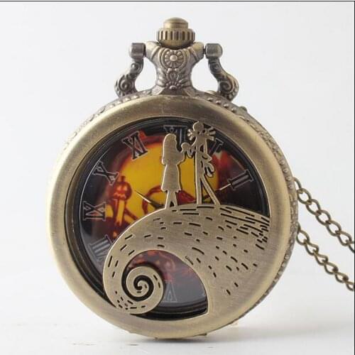 Nightmare Before Christmas woman And men Necklace pocket watches 20pca/lot KJL54