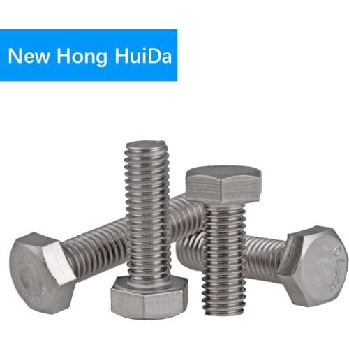 M8 M10 M12 M14 M16 304 Stainless Steel DIN933 Hex Flat Head Bolt Thread Metric Hexagon Electrical Machine Screw