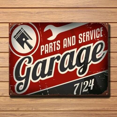 Garage Metal Sign Mechanics Cars Parts & Service Retro Vintage Tin Signs