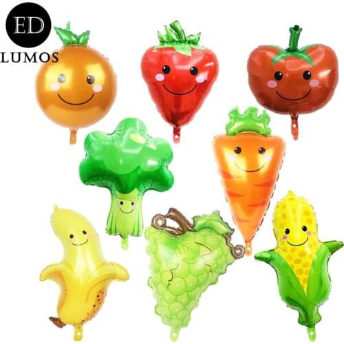 ED-Lumos 8Pcs Giant Vegetable Fruits Reusable Helium Balloons for Birthday Party Decoration Kids Gift