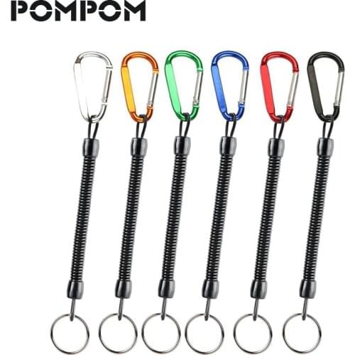 Fashion Spiral Stretch Coil Keychain For Fishing Spiral Lanyard Safety Coiled keychain Keyring Sleutelhanger keycord llavero