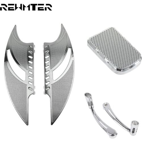 Motorcycle Chrome Driver Floorboards +Shift Lever &Shifter Pegs+Brake Pedal Pad For Harley Touring Electra Glide Softail 86-17