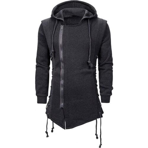 Men Jacket Hooded Quick Drying Elastic Cuff Drawstring Men Coat Hoodie for Daily Wear