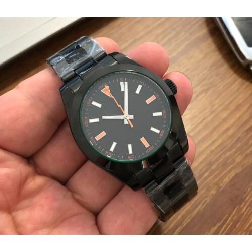 Sapphire crystal 40mm GEERVO black dial Asian Automatic Self-Wind movement mens watch PVD case Mechanical Wristwatches 148A