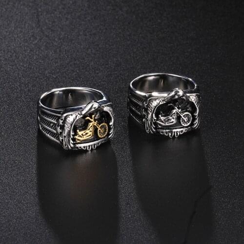 Cast Punk Rock Titanium Steel Motorcycles Mens Rings