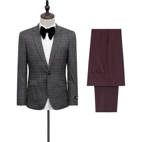 Men Suit 2021 Newst Style Check Blazer vest pant 3 Piece Slim Fit Dark Gray Business Plaid suit Casual Tailor-Made Vip Clothing
