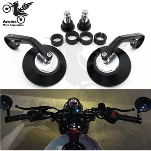 Top quality round silver black motorbike side mirror bar ends moto backup mirrors part handlebar end motorcycle rearview mirroro