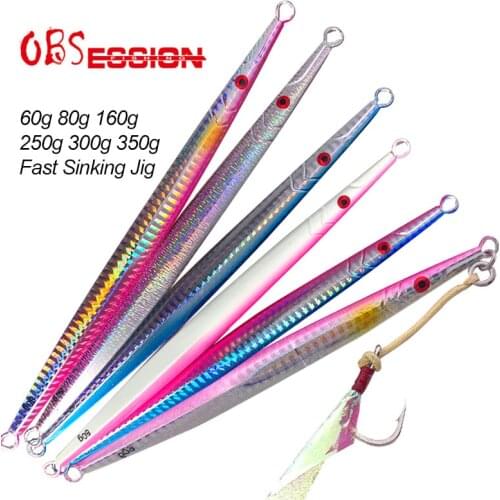 OBSESSION60g 80g 160g 200g 250g Fast Sinking Jigs Hard Metal Lead Lure Long Casting Pencil Fishing Lure Tackle With Assist Hooks