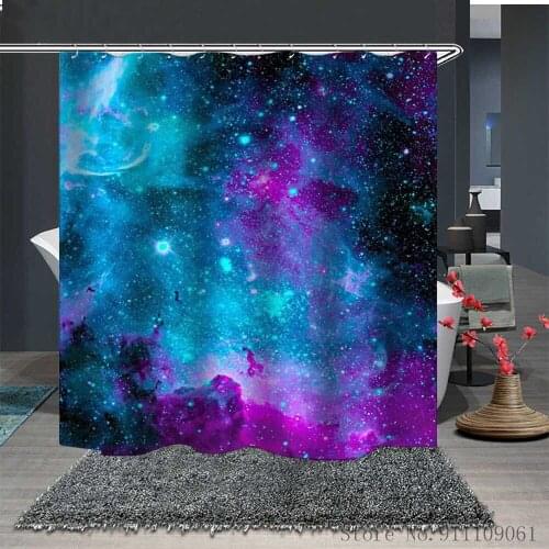New Style Color Starry Sky Print Shower Curtain Bathroom Partition Waterproof Mould Proof Polyester Fabric Bathroom Curtain