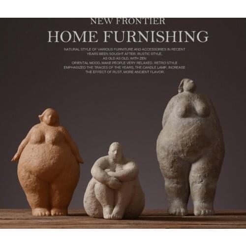 Original Rough process art Fullness woman statue Classic abstract people statue/need to lose weight woman home decoration craft
