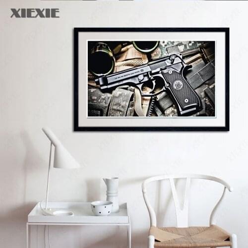 Pistol Decoration Painting Poster Wall Paste Revolver Weapon Gun Canvas Painting Wall Art Home Decor Canvas Pictures HD Prints
