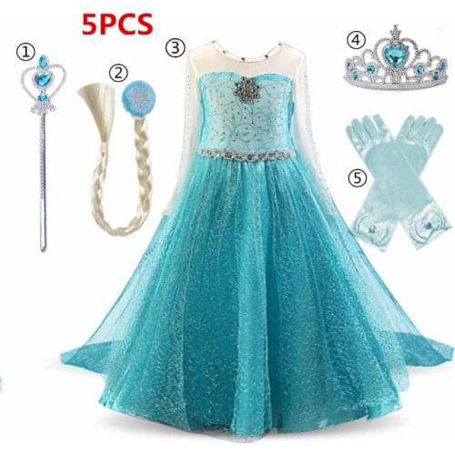 Girls Cosplay Dress Halloween Girls Princess Dress Up Crystal Snow Girls Dress Winter Fancy Kids Masquerade Costume Christmas