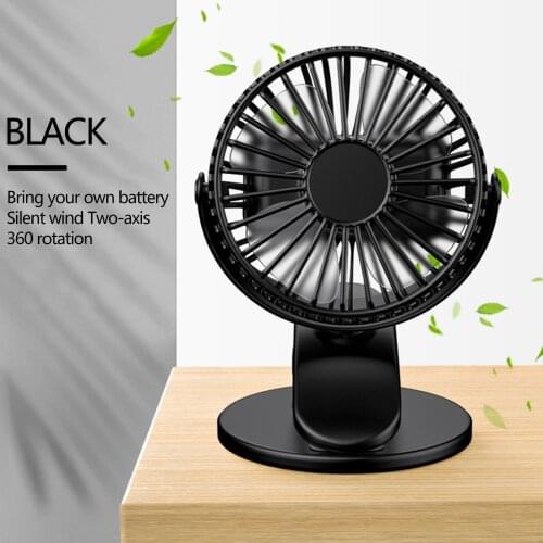 Portable USB Table Fan Clip-on Type Rechargeable Cooling Mini Desk Fan 360 Degree Rotation 3 Speeds Adjustable Clip-on Fan
