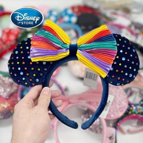 Disney Minnie Mickey Ears Headband Mermaid Ariel Disney Parks Princess Sequin Bows Cosplay Plush Adult Headband Birthday Gift