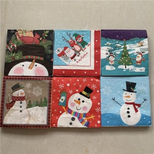 Christmas paper napkins serviettes decoupage decor wedding party festival cocktail santa Claus snow man tree deer bear elfin