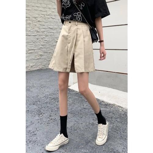 Shorts women loose high waist wide leg Solid harajuku Straight summer korean fashion shorts Culottes