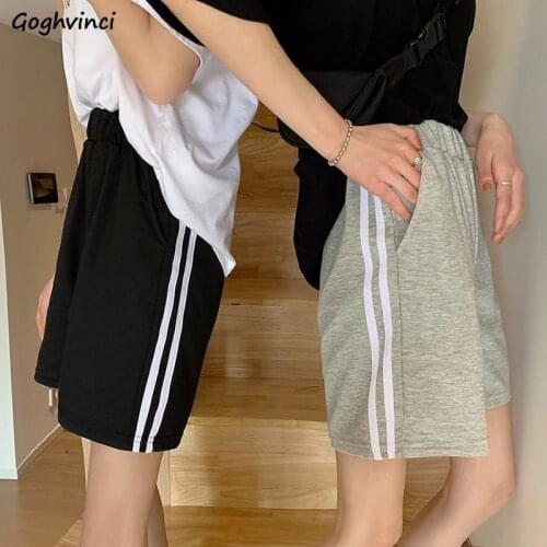 Shorts Women Summer Side-striped Outwork Leisure All-match Korean Style Simple Homewear Chic Vintage Casual Elastic-waist Retro
