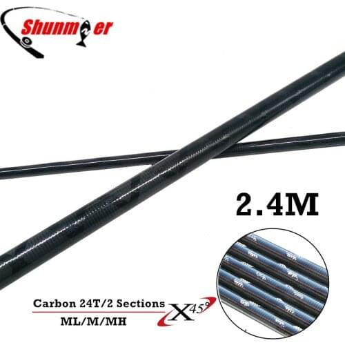 SUNMILE 2Set 2.4M 2Sections ML/M 24T Fast Action Carbon Fishing Rod Blank Sea Bass DIY Pole Repair Olta Carbon Fiber Rod