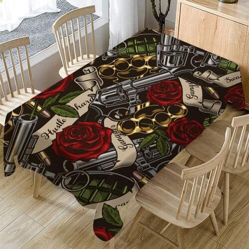 Art Skull Painting Tablecloth Waterproof Oilproof Rectangular Table Cloth Family Practical Tablecloth Polyester Material