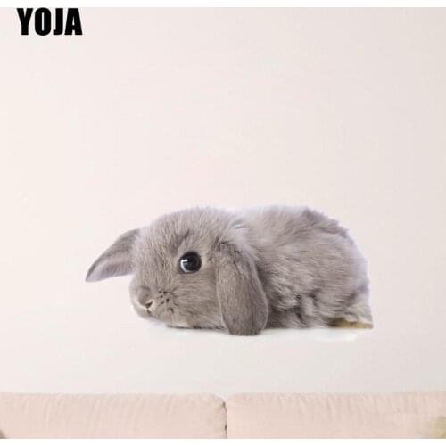 YOJA 45×23.3CM Cute Gray Bunny Aniaml Home Decoration Decals Kids Room Wall Cartoon Stickers 8WS0121