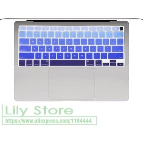 For MacBook Air 13 2020 A2179 2020 Release Gradual Rainbow Color Protective Silicone English Keyboard Skin Cover Protector