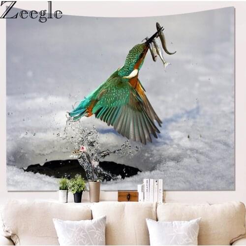 Zeegle 3D Bird Tapestry Washable Decor Wall Hanging Modern Living Room Wall Blanket Waterproof Wall Tapestry Decoration for Home