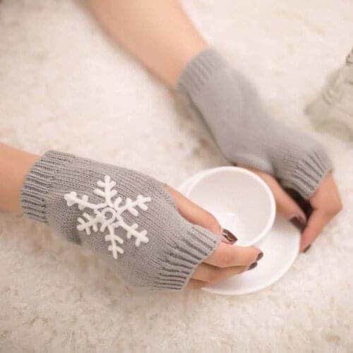 Snowflake Cashmere Women Gloves 18 Colors Christmas Gifts Winter Warm Knitted Gloves Arm Fingerless Gloveses Mittens рождество