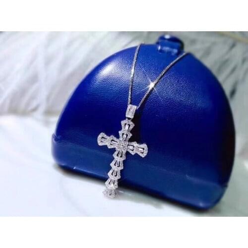 Vintage Cross Pendant Real 925 sterling silver bijou AAAAA cz Statement Wedding Pendants necklace for women men Jewelry Gift