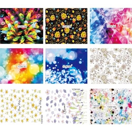 YZWLE 1 Sheet Optional Colorful Flower Pattern Nail Art Water Decals Nails Transfer Stickers DIY