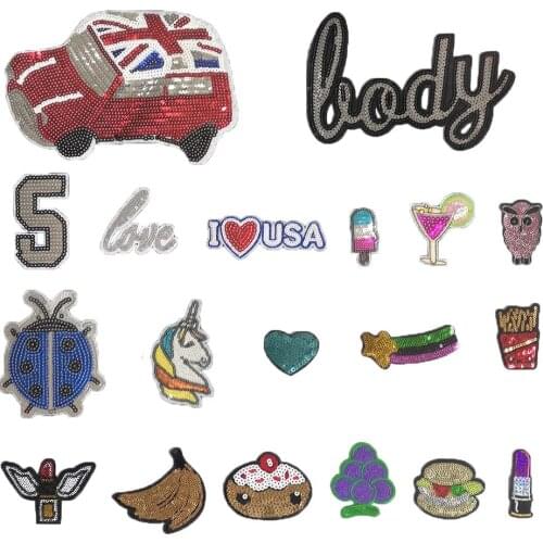 Love decoration sequin badge embroidery childrens jeans jacket sewing DIY craft supplies material accessories 1PCS for sale