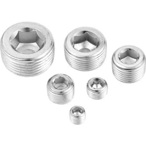 10Pcs 1/8" 1/4'' 3/8" 1/2" NPT Threaded Internal Hex Thread Pipe Plugs Socket Connector Iron Pneumatic Parts Mechanical Fastener