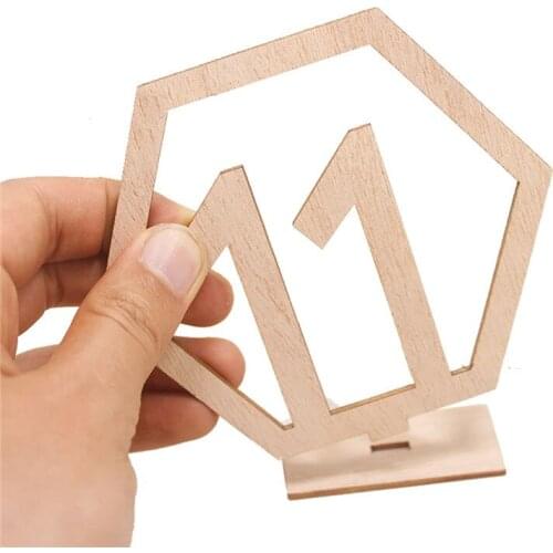 20pcs/set Hexagon 1-20 Wooden Table Numbers with Holder Base for Wedding Table Party Home Decoration