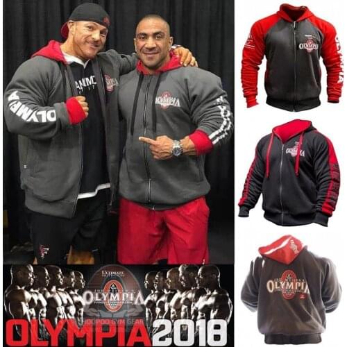 2019 OLYMPIA Mens zipper Hoodies Fashion Casual male gyms fitness Bodybuilding cotton Sweatshirt sportswear Brand top coat