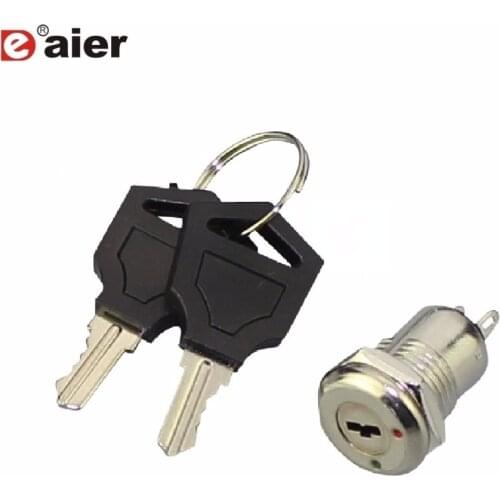 5PCS 12mm Electronic Key Switch ON OFF Phone Lock Security Power Switches Tubular Terminals+Keys Pulled On Both Position