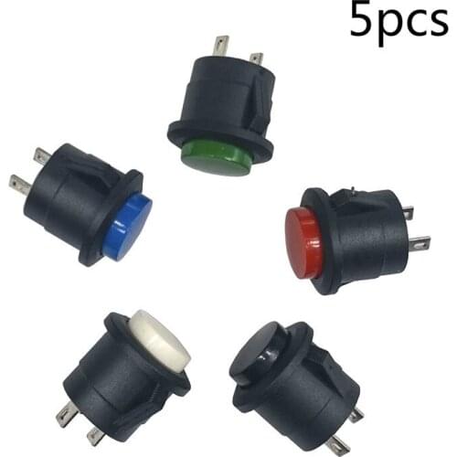 5 pcs/lot R13-507K 16mm Buckle Lockless Reset 250V 3A Push Button Switch Round Switch Bouton Poussoir Metal Interrupteur