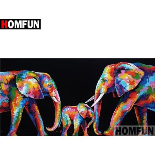 HOMFUN Full Square/Round Drill 5D DIY Diamond Painting "Animal elephant" 3D Embroidery Cross Stitch 5D Home Decor A08158